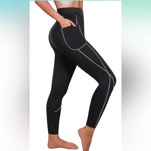Compression Black Sauna Heat leggings, Size M